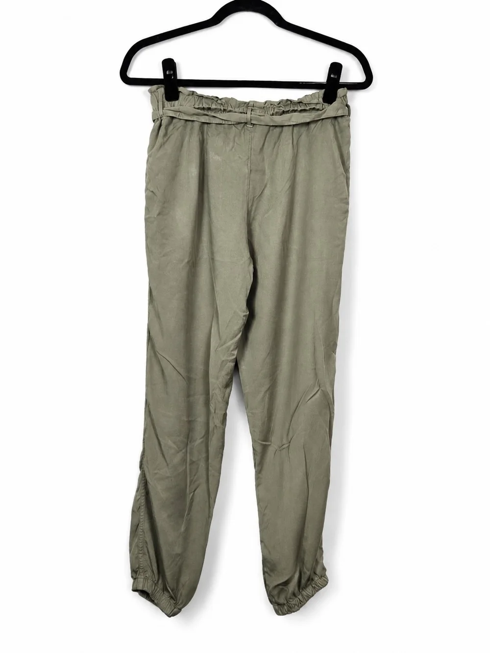 NWT Love Tree TENCEL Paperbag Tie Waist Jogger Pants Sage Green Size S Boho